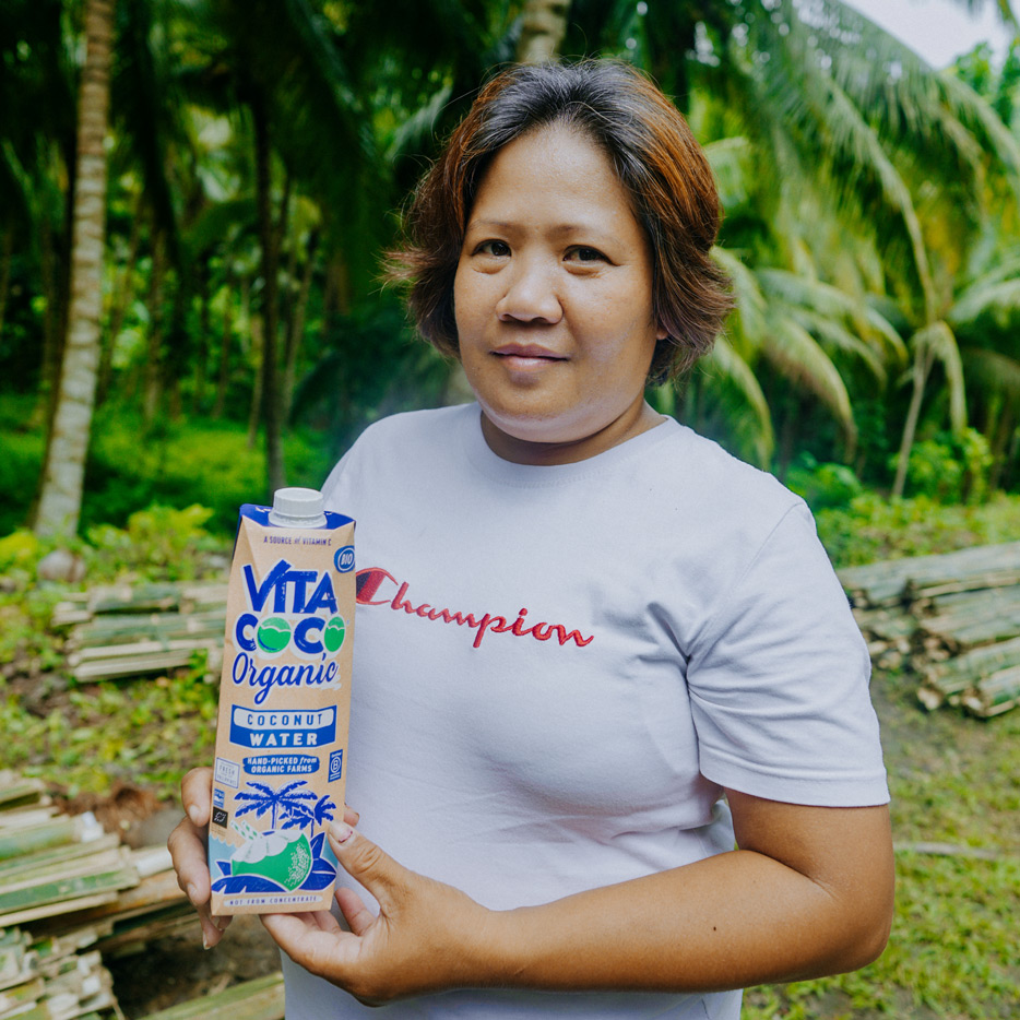 Lilibeth is one of our organic farmers in the Philippines and she has seen higher-quality coconuts and less time-consuming harvests.